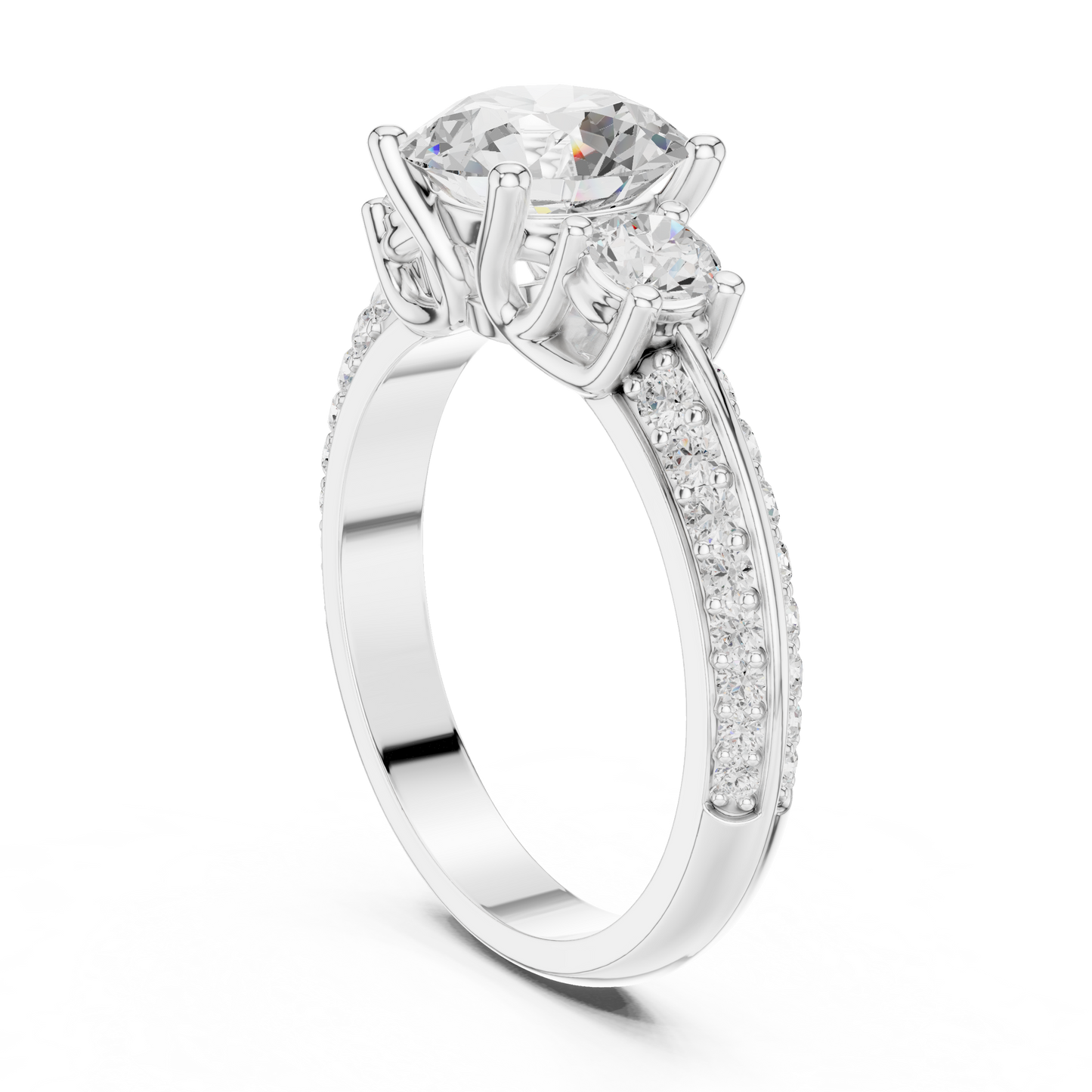 Round Three Stone Lab Grown Diamond Ring