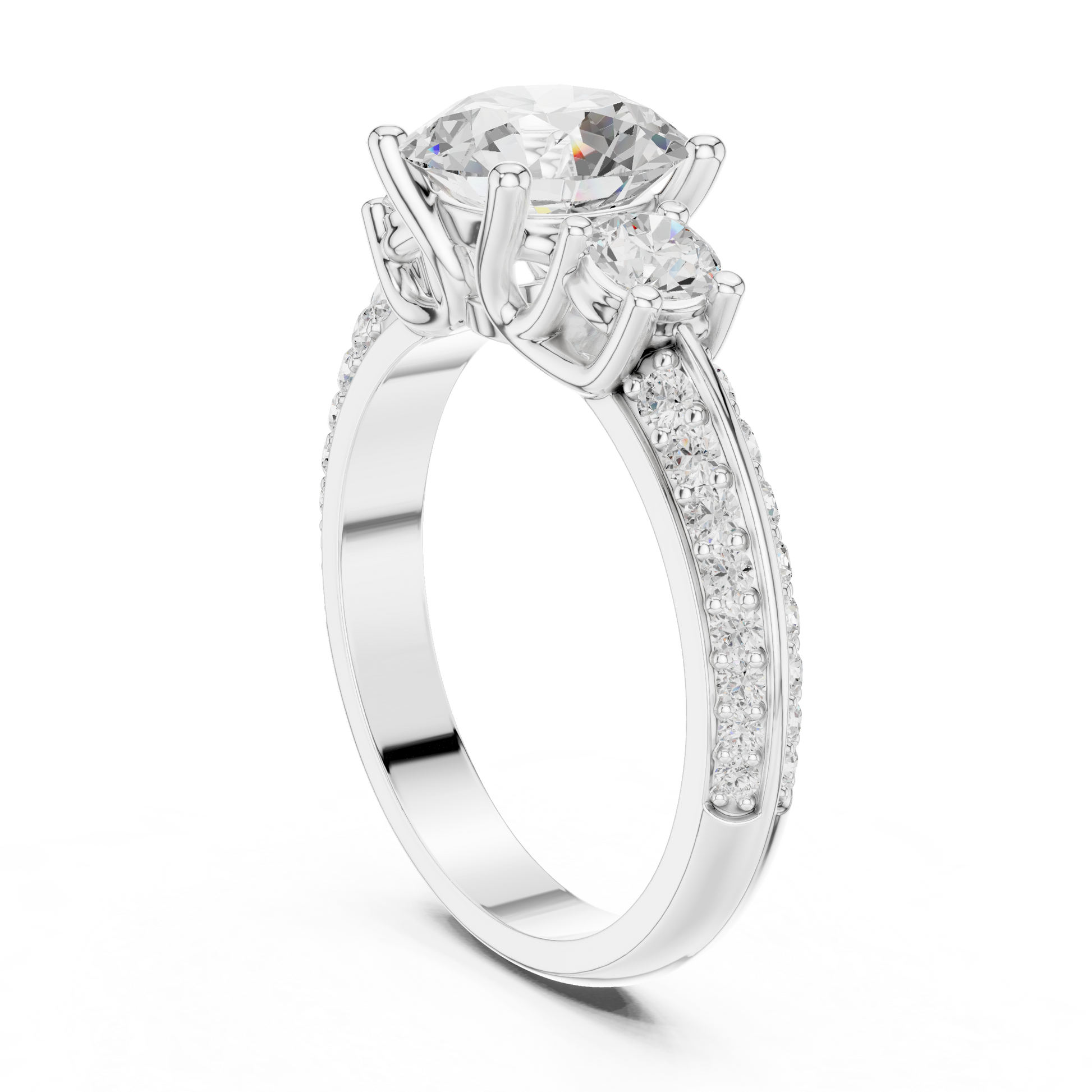 Round Three Stone Lab Grown Diamond Ring
