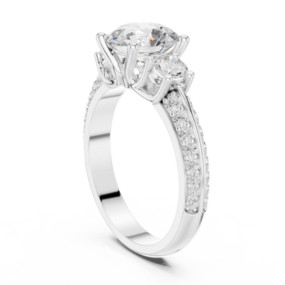 Round Three Stone Lab Grown Diamond Ring