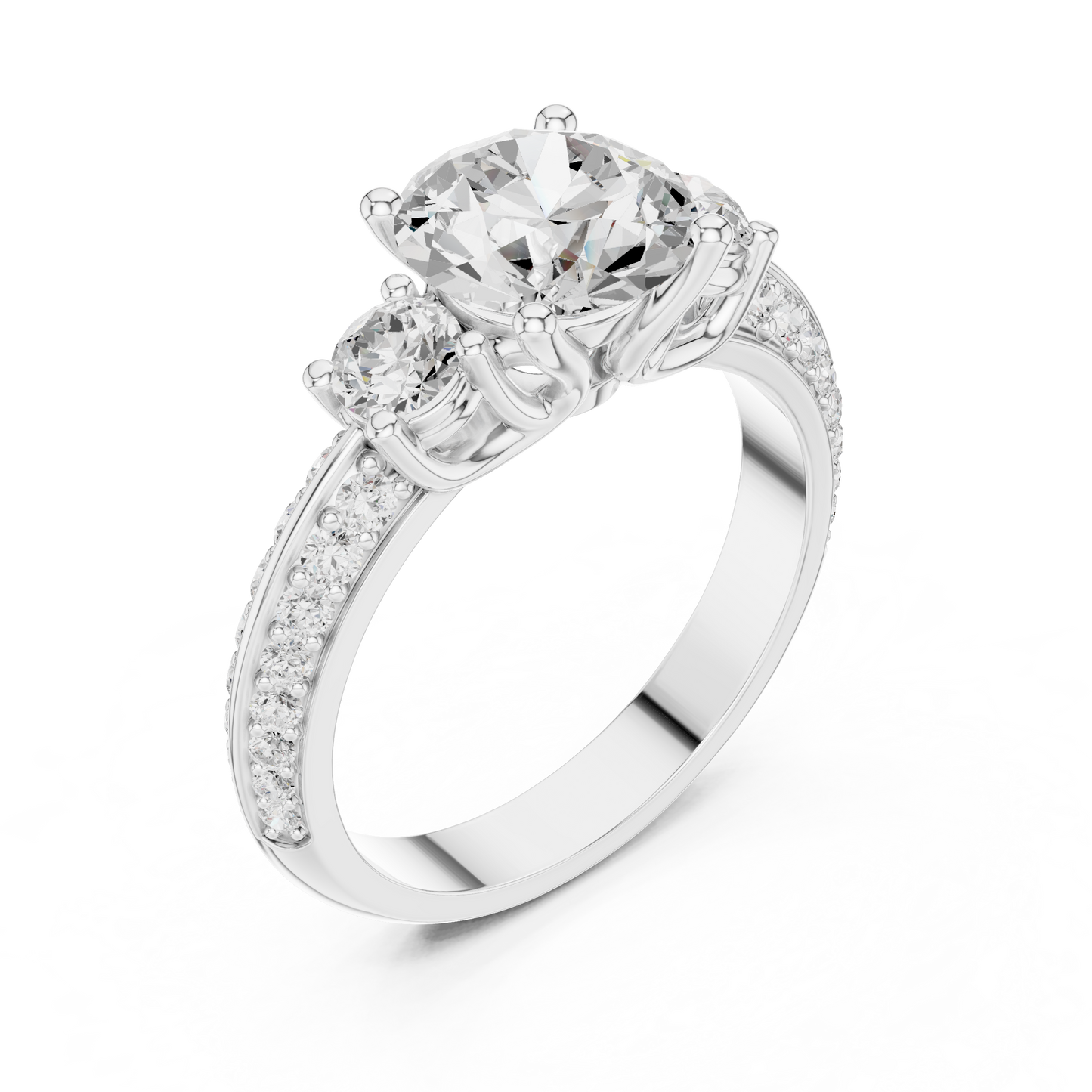 Round Three Stone Lab Grown Diamond Ring