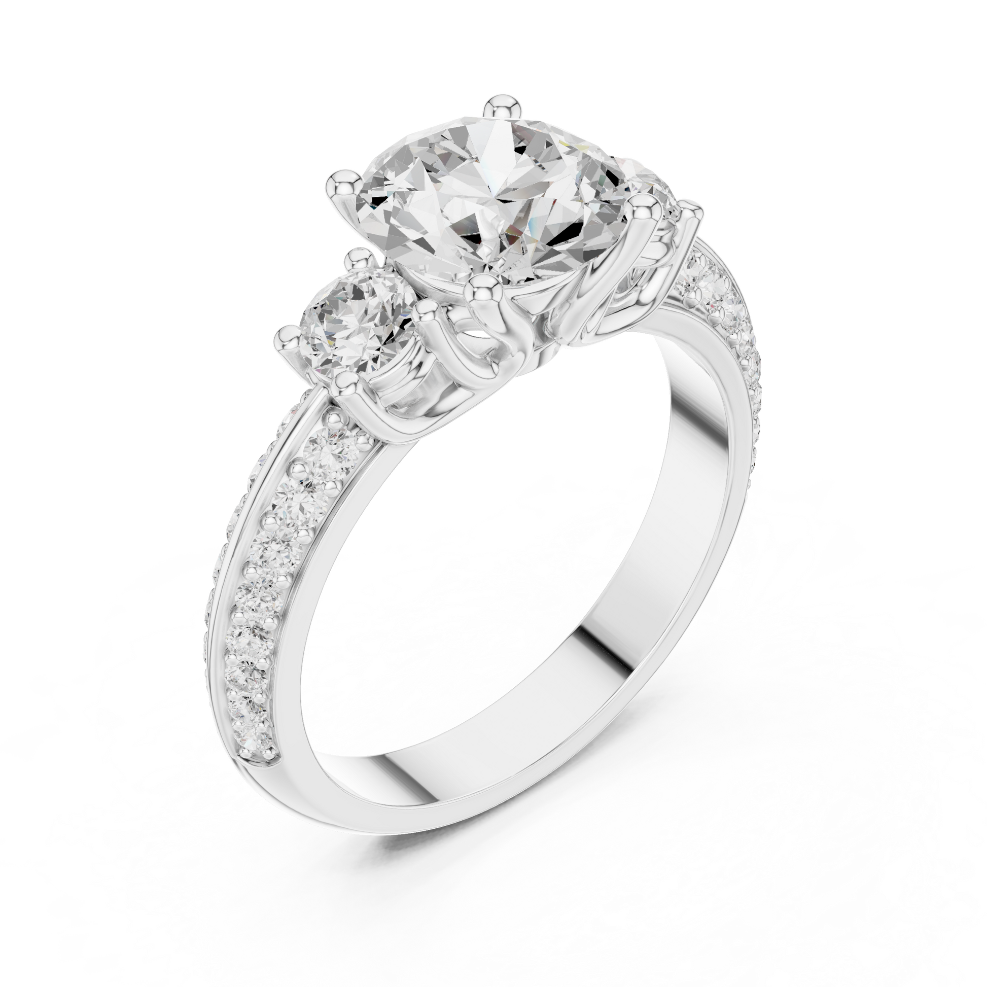 Round Three Stone Lab Grown Diamond Ring