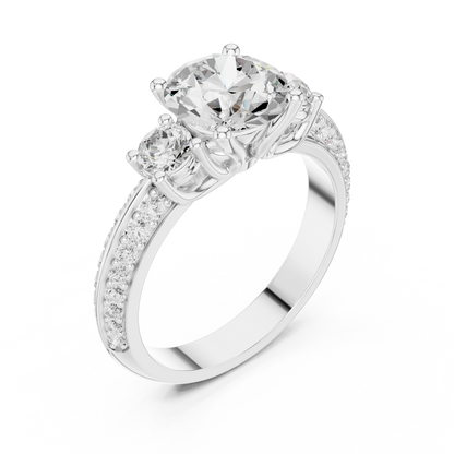 Round Three Stone Lab Grown Diamond Ring