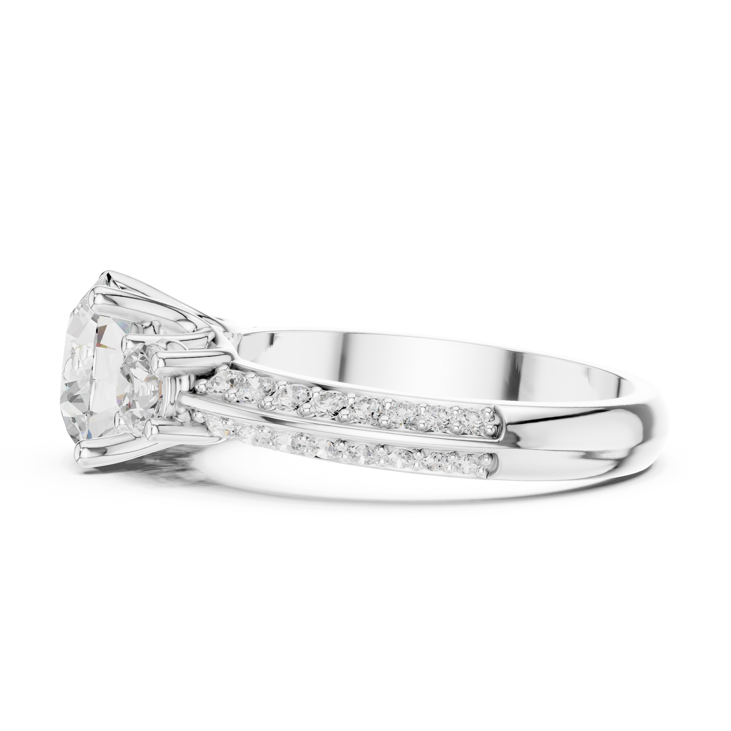 Round Three Stone Lab Grown Diamond Ring