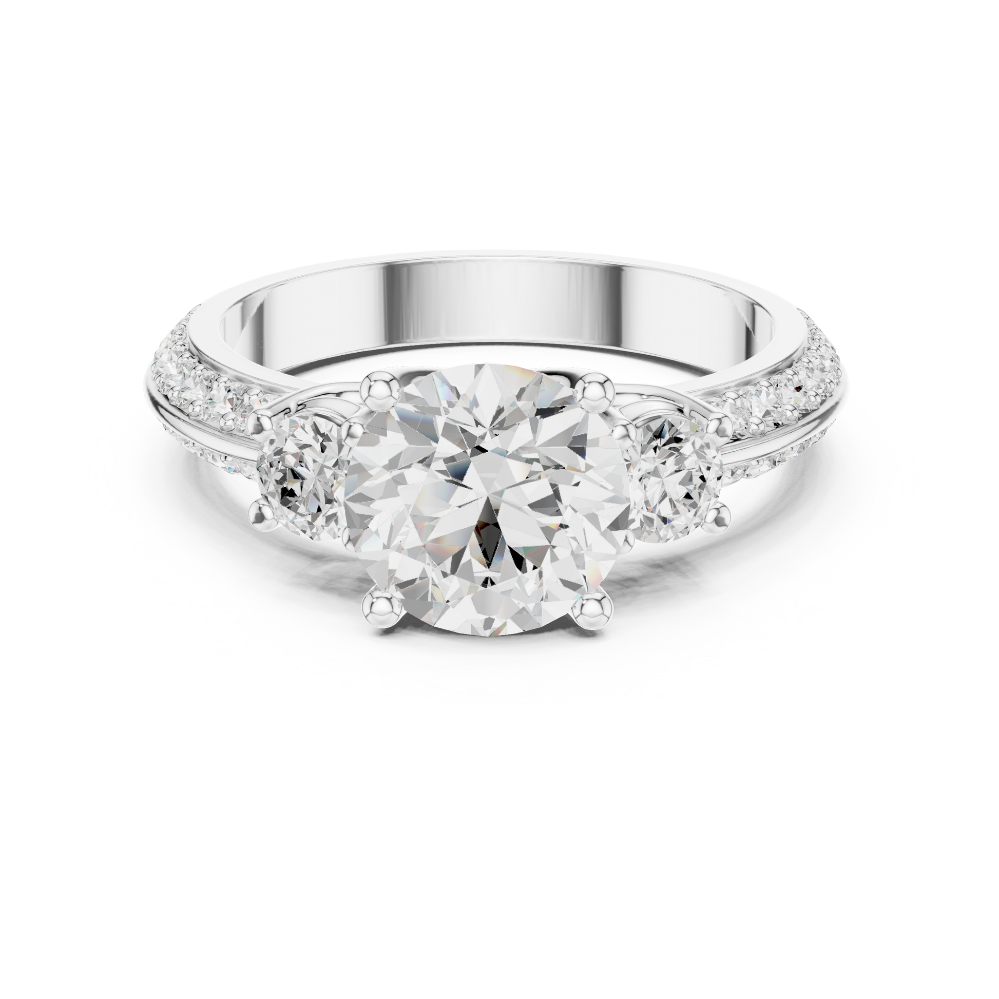 Round Three Stone Lab Grown Diamond Ring