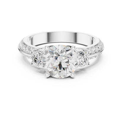 Round Three Stone Lab Grown Diamond Ring