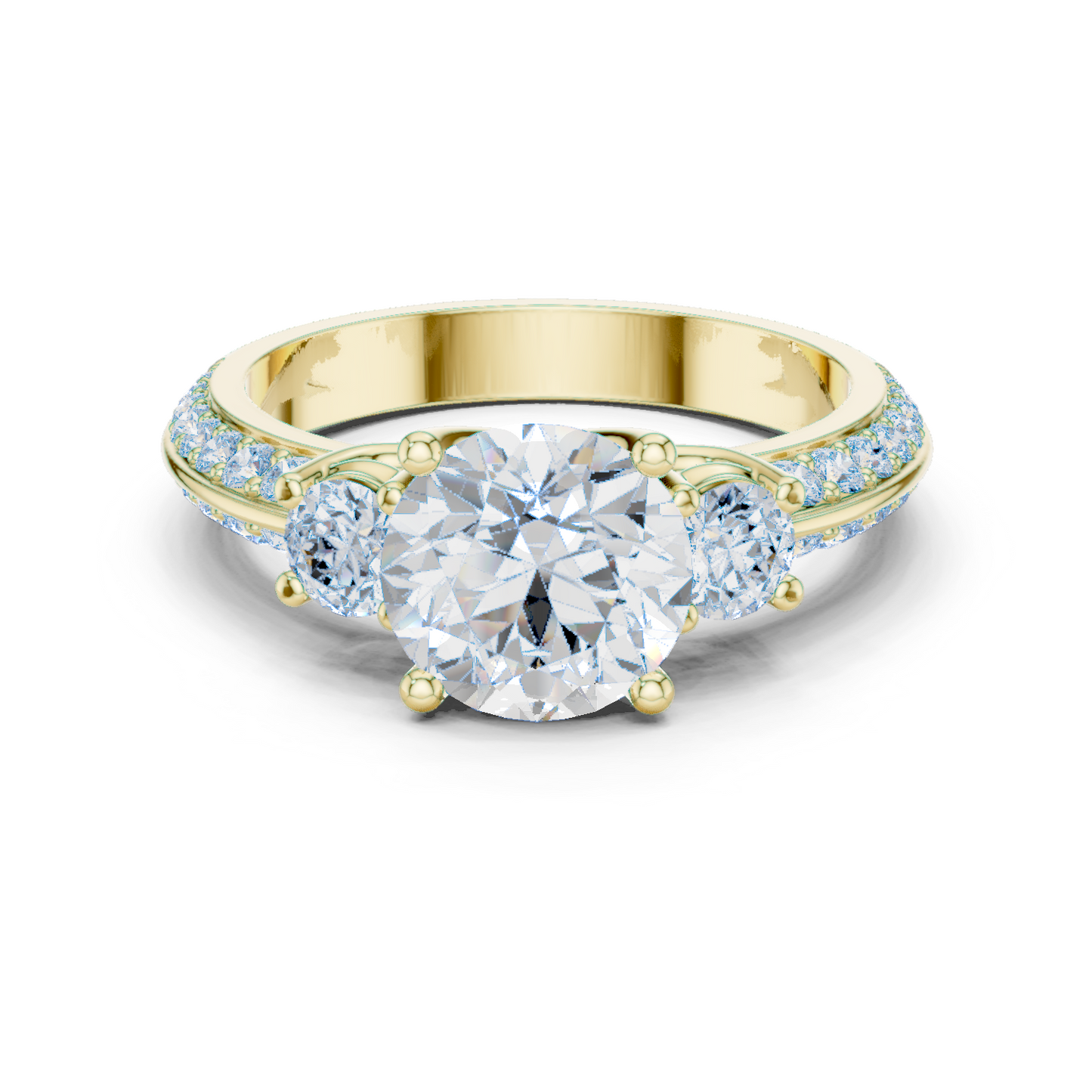 Round Three Stone Lab Grown Diamond Ring