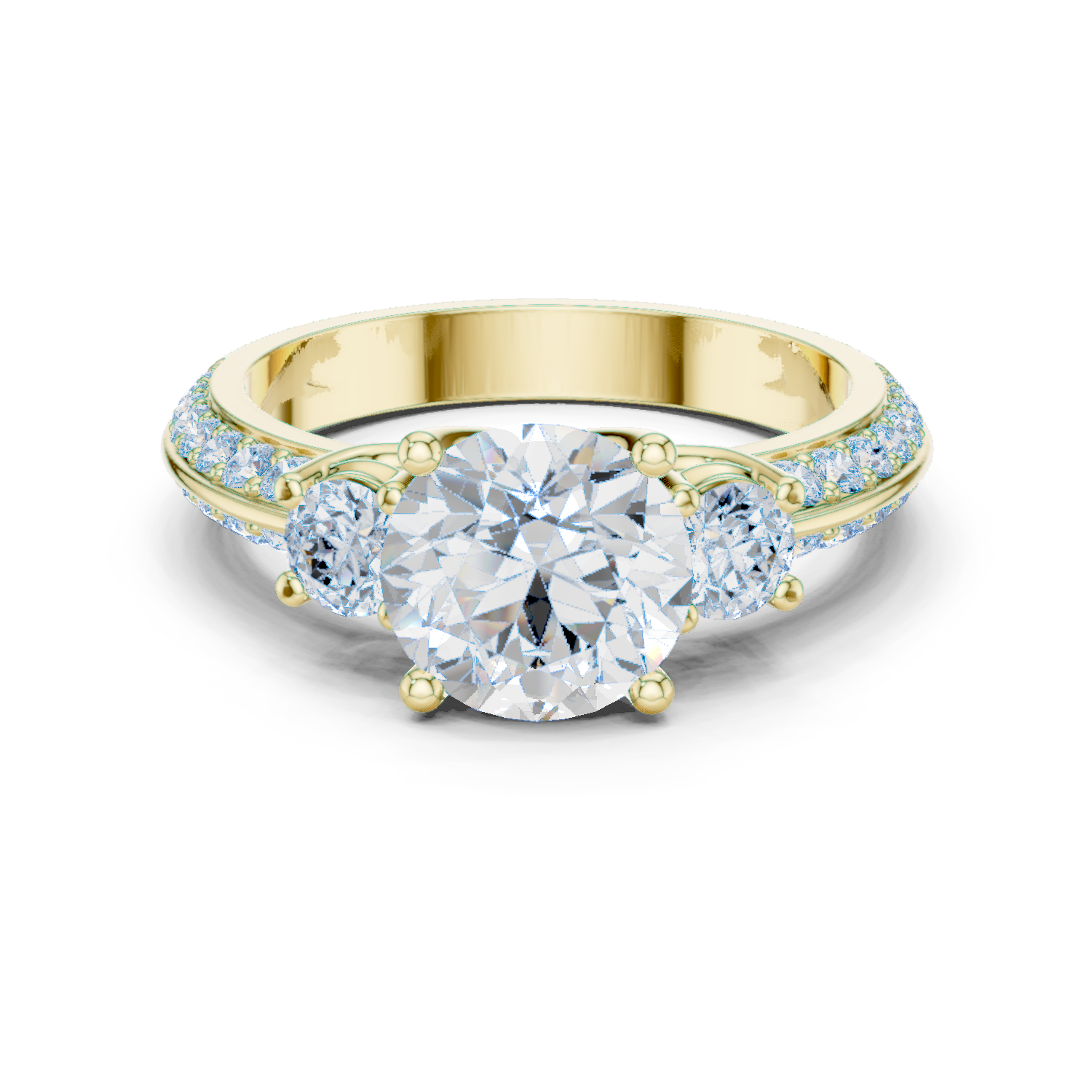 Round Three Stone Lab Grown Diamond Ring