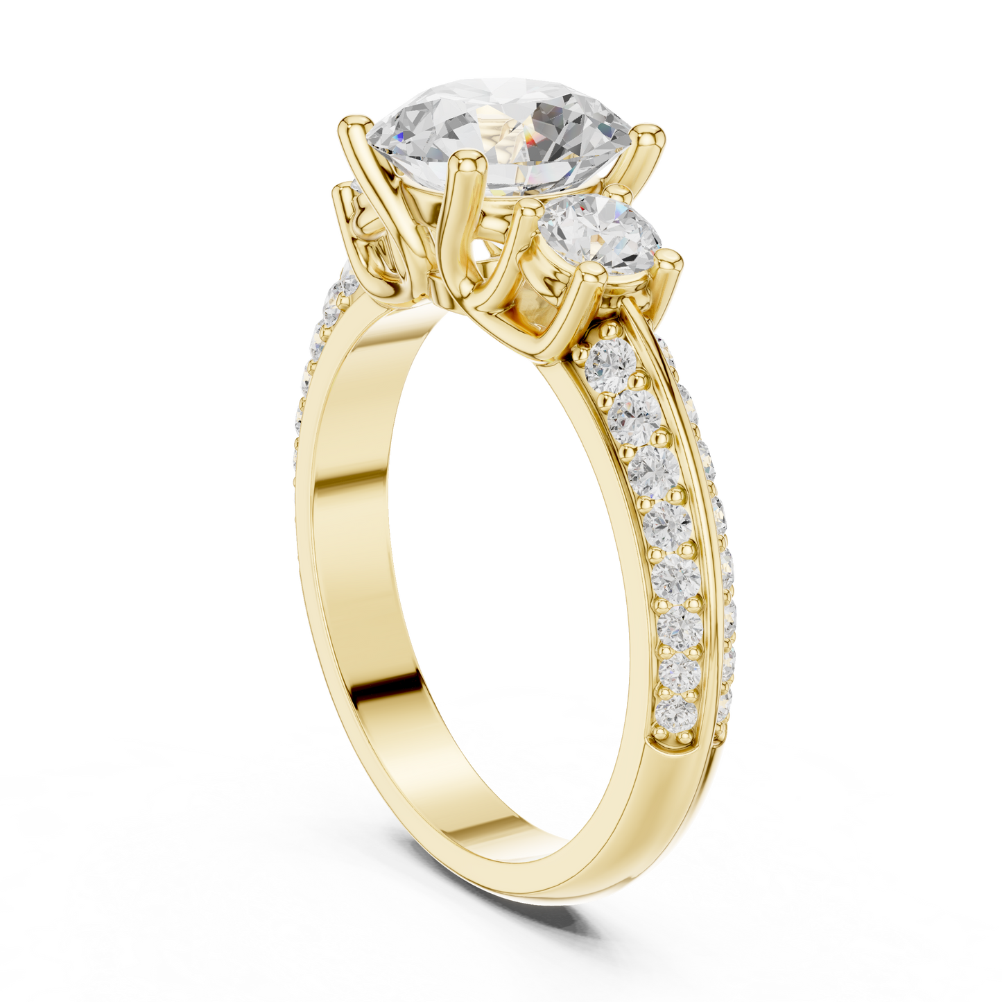 Round Three Stone Lab Grown Diamond Ring