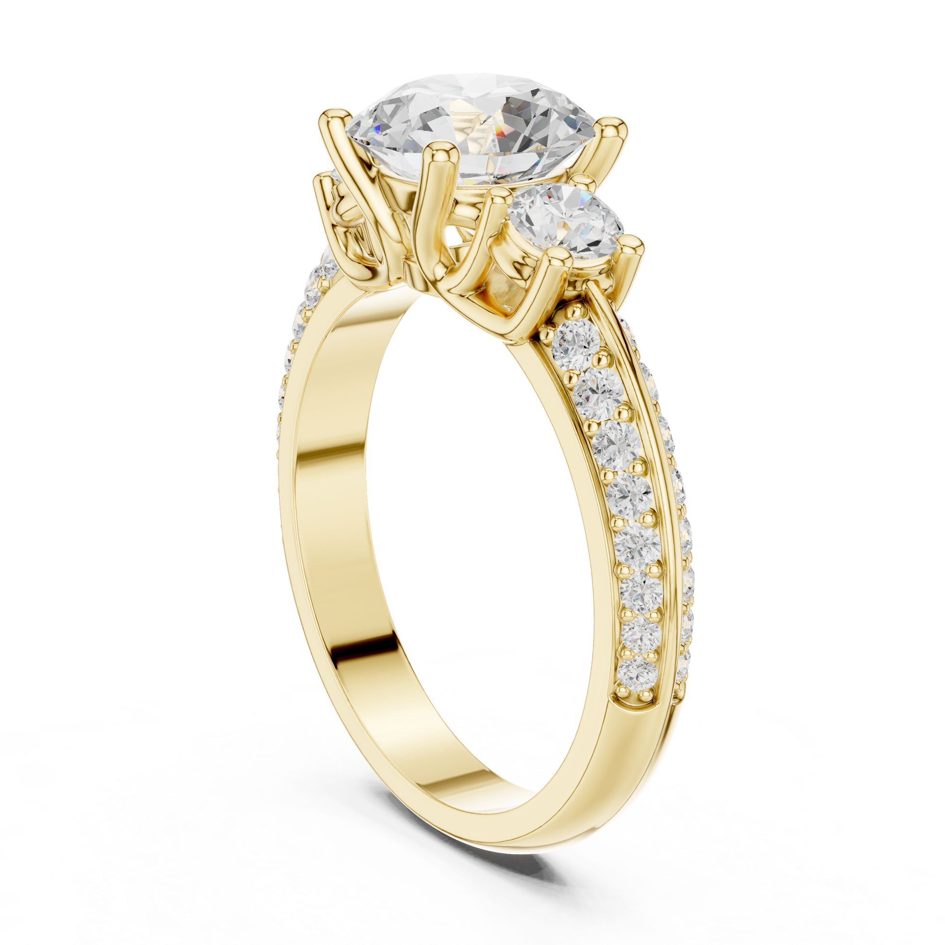 Round Three Stone Lab Grown Diamond Ring
