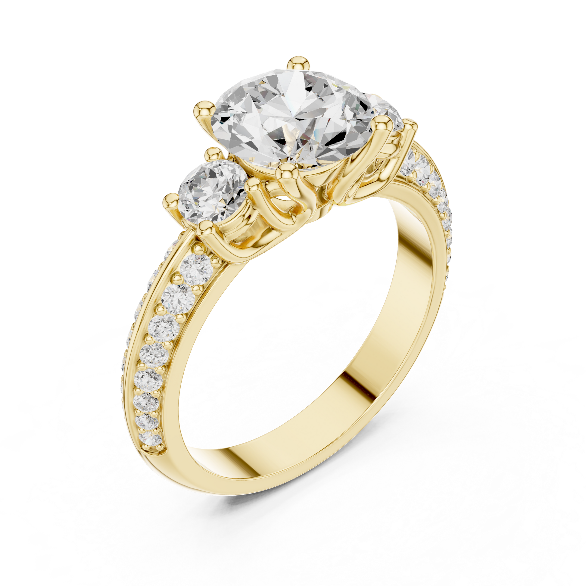 Round Three Stone Lab Grown Diamond Ring
