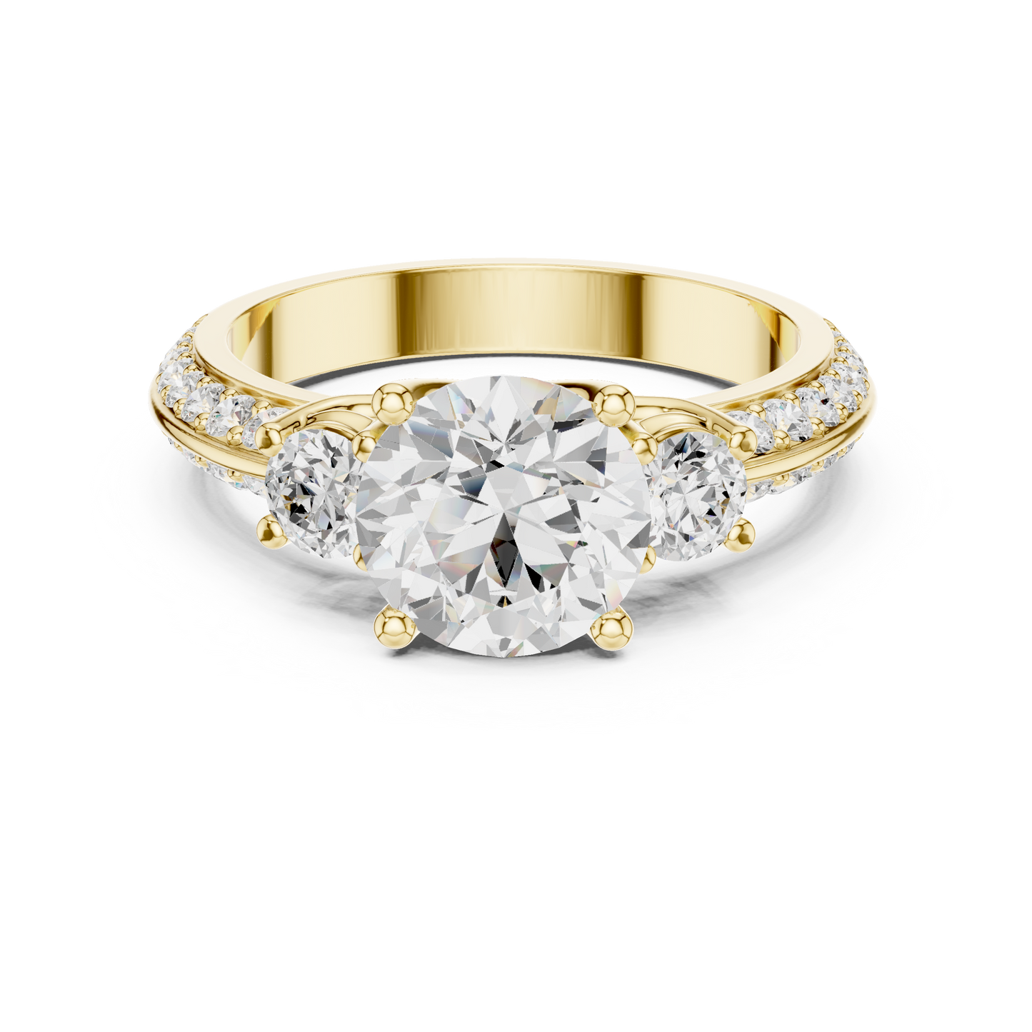 Round Three Stone Lab Grown Diamond Ring