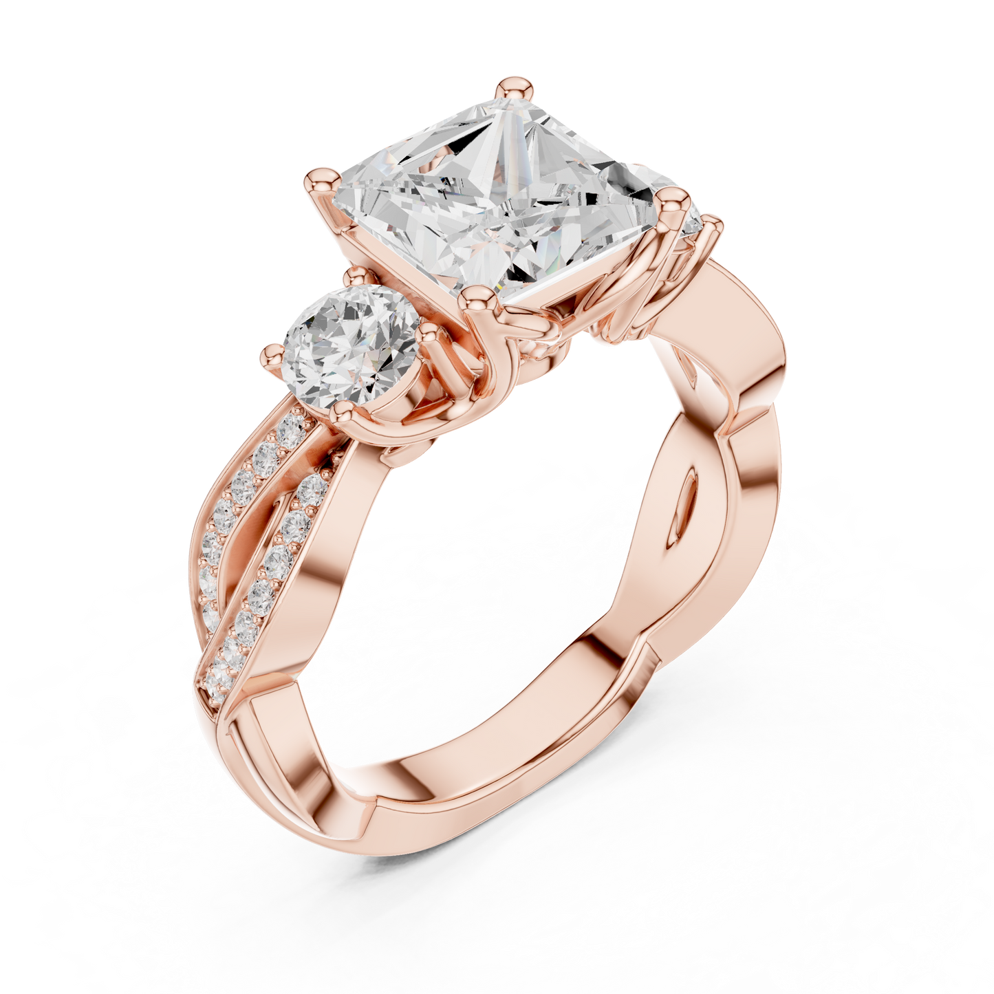 Mixed Shape Lab Grown Diamond Side Stone Ring
