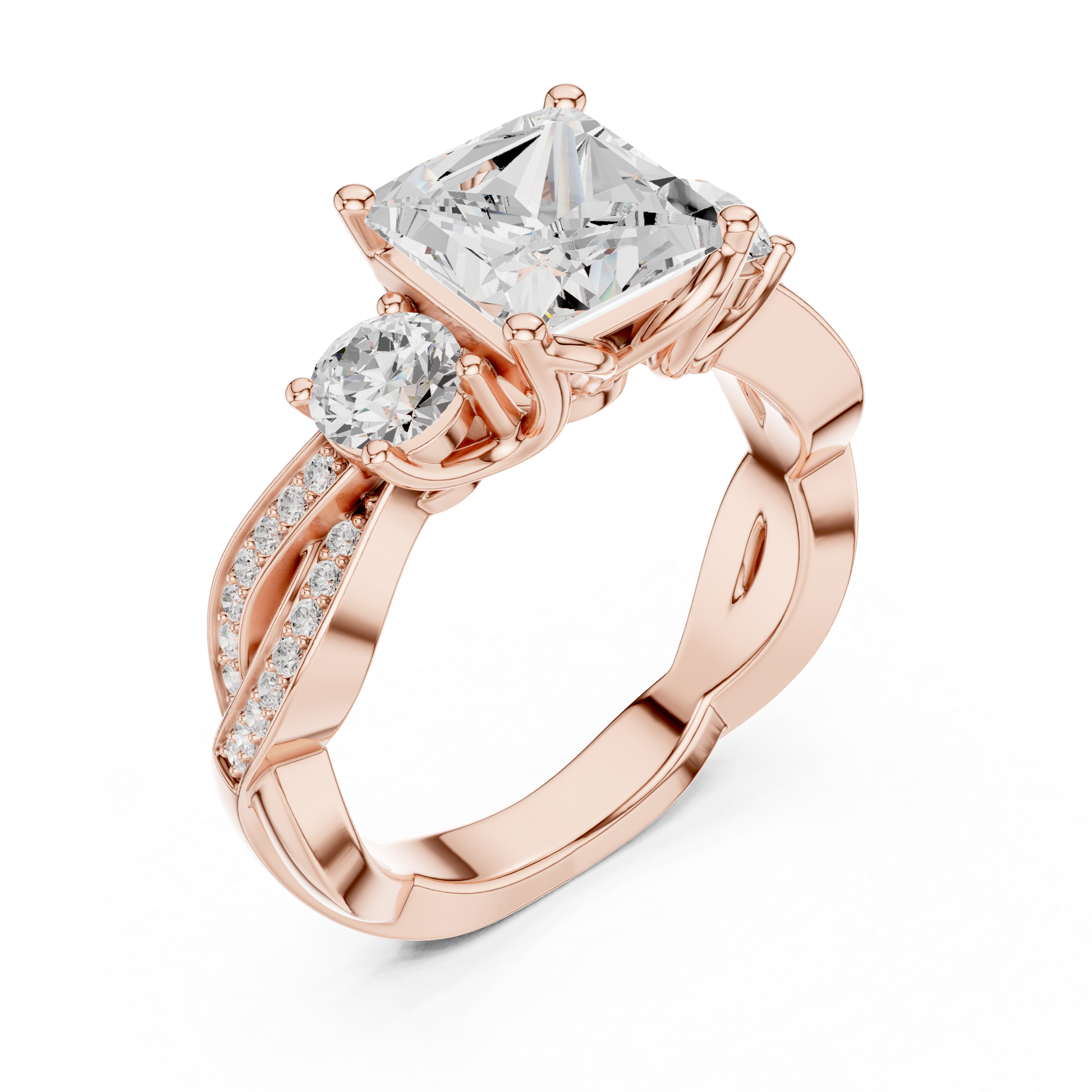 Mixed Shape Lab Grown Diamond Side Stone Ring