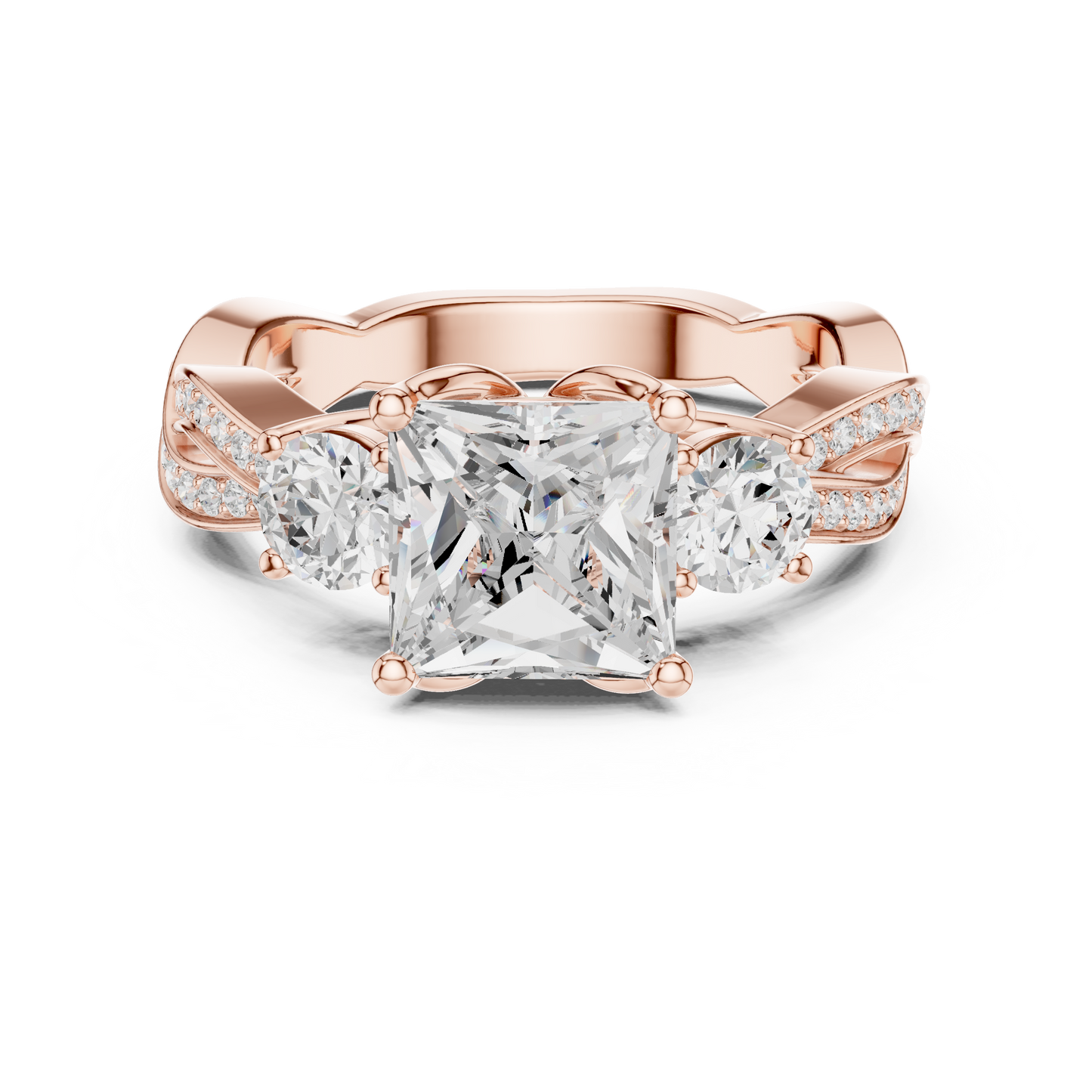 Mixed Shape Lab Grown Diamond Side Stone Ring