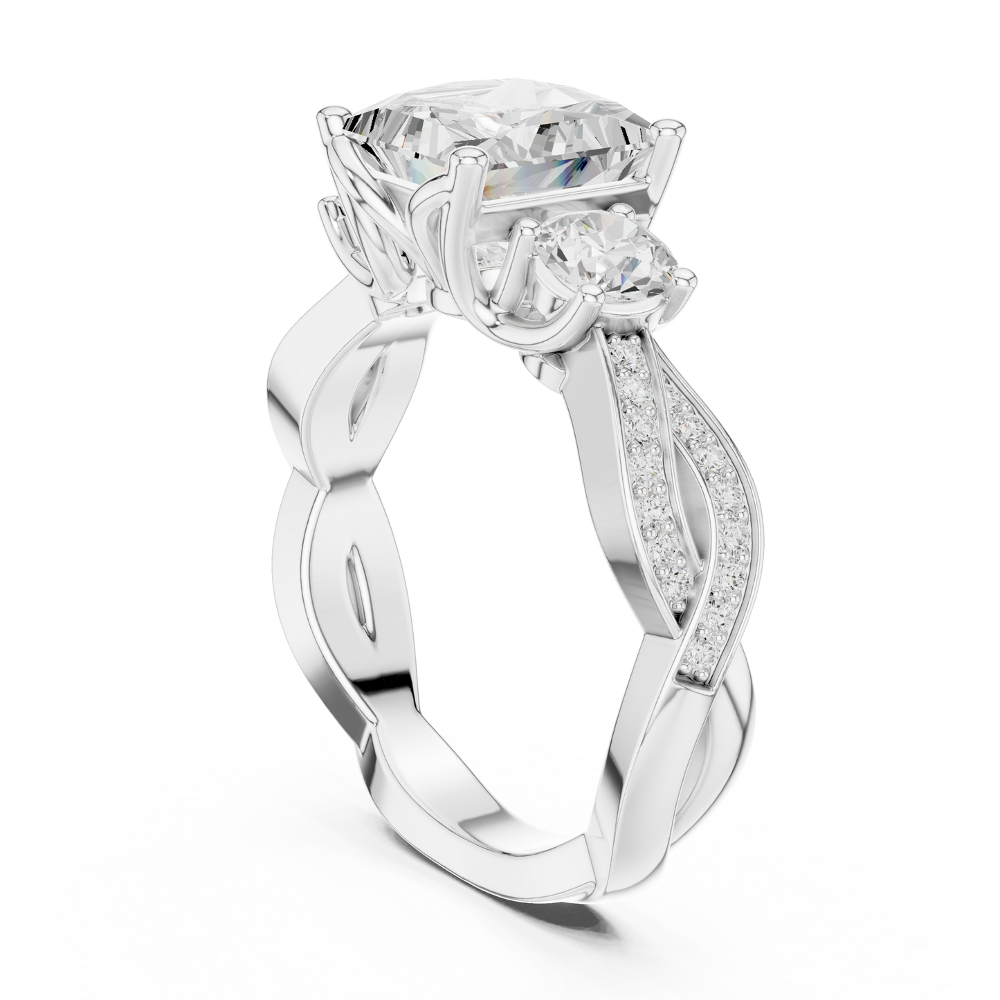 Mixed Shape Lab Grown Diamond Side Stone Ring