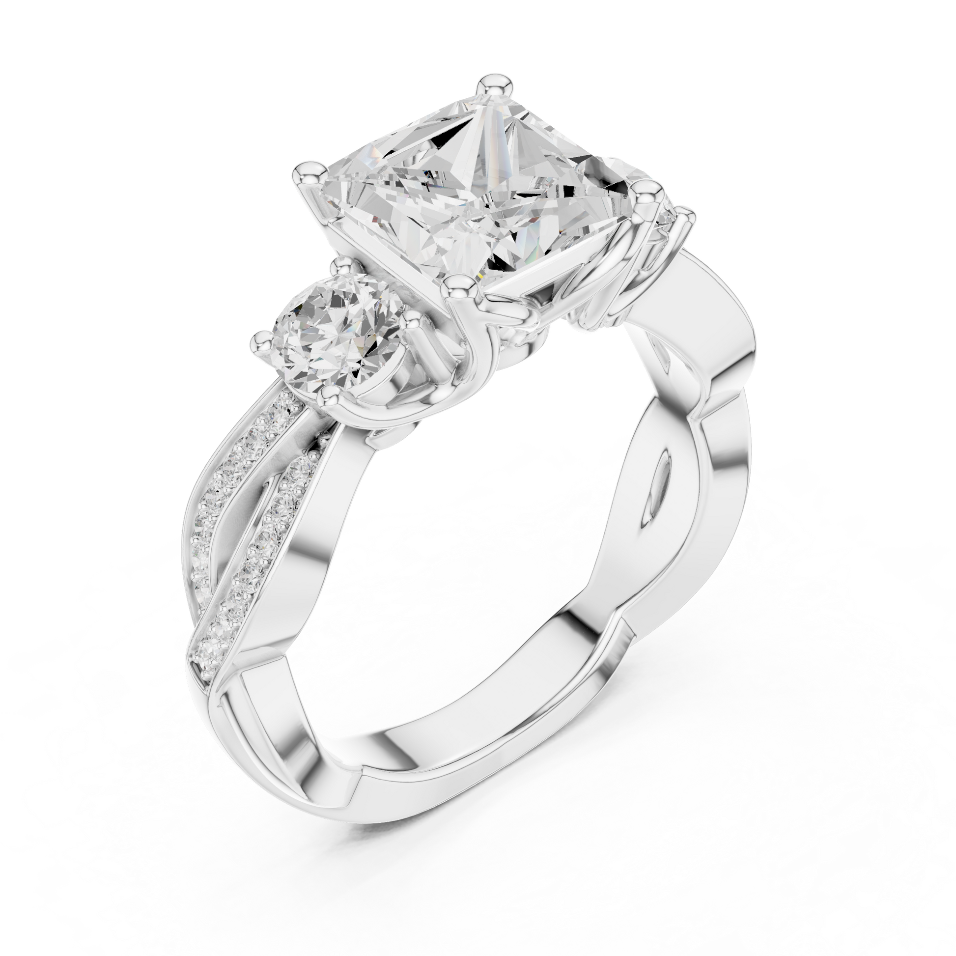 Mixed Shape Lab Grown Diamond Side Stone Ring