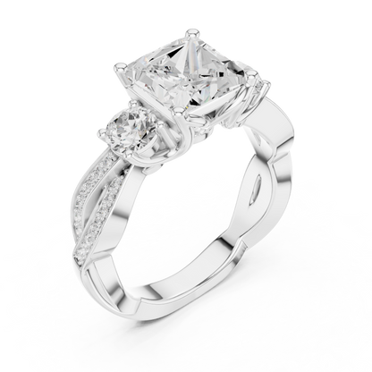 Mixed Shape Lab Grown Diamond Side Stone Ring