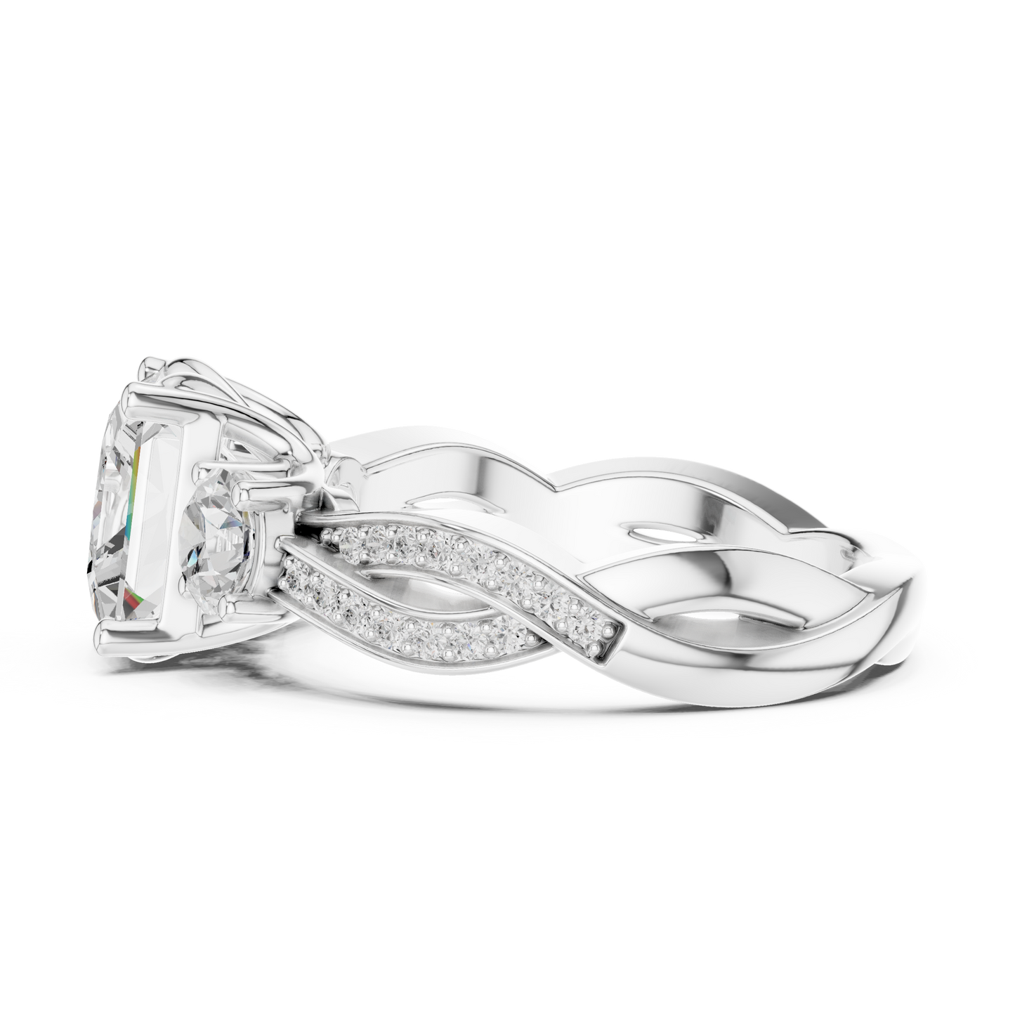 Mixed Shape Lab Grown Diamond Side Stone Ring
