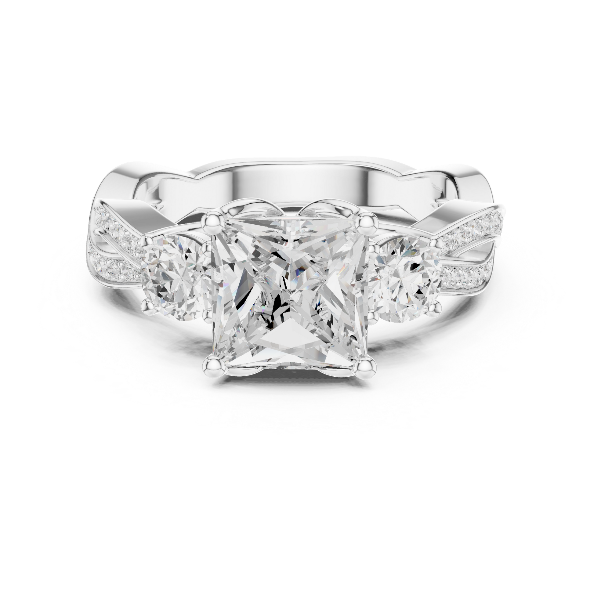 Mixed Shape Lab Grown Diamond Side Stone Ring