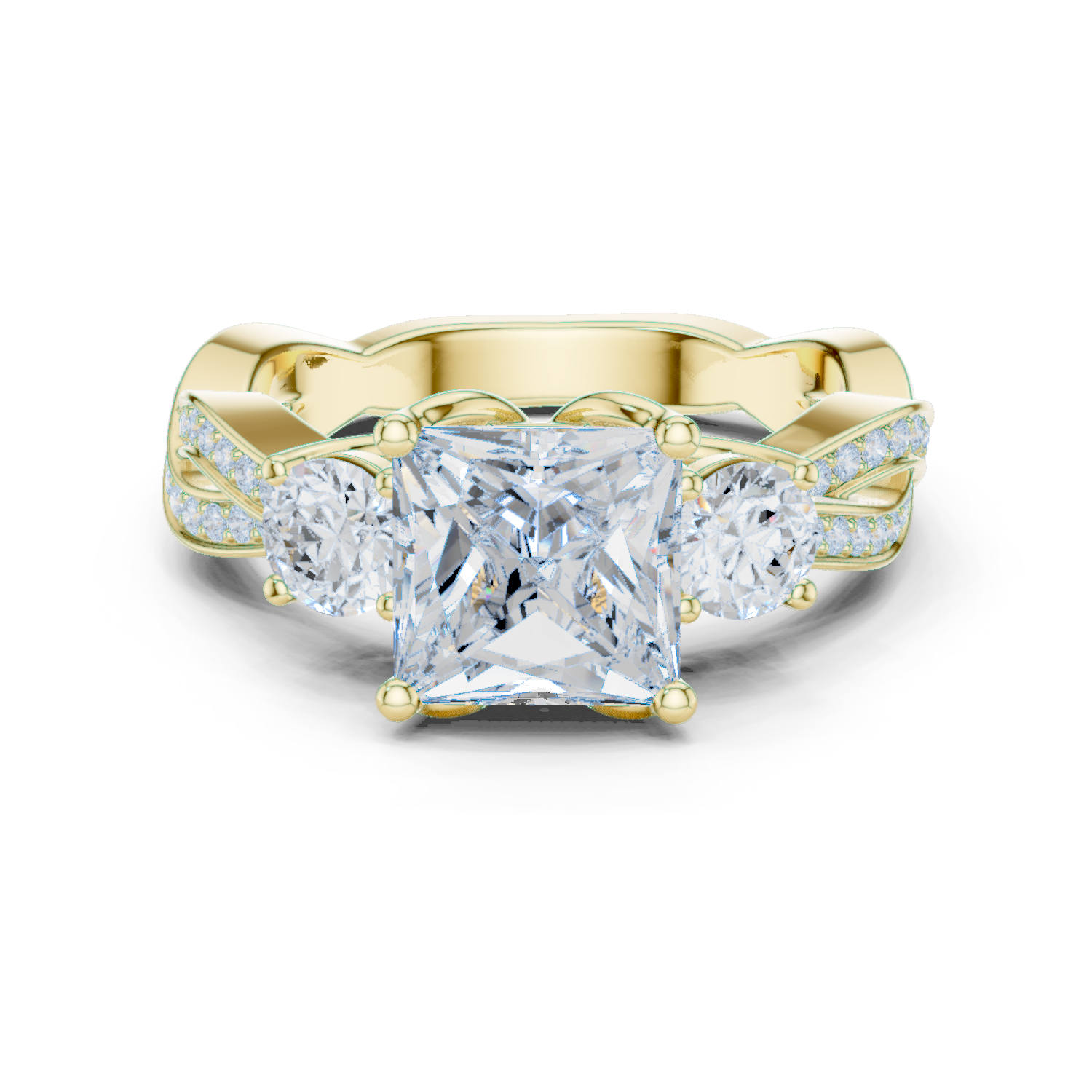 Mixed Shape Lab Grown Diamond Side Stone Ring