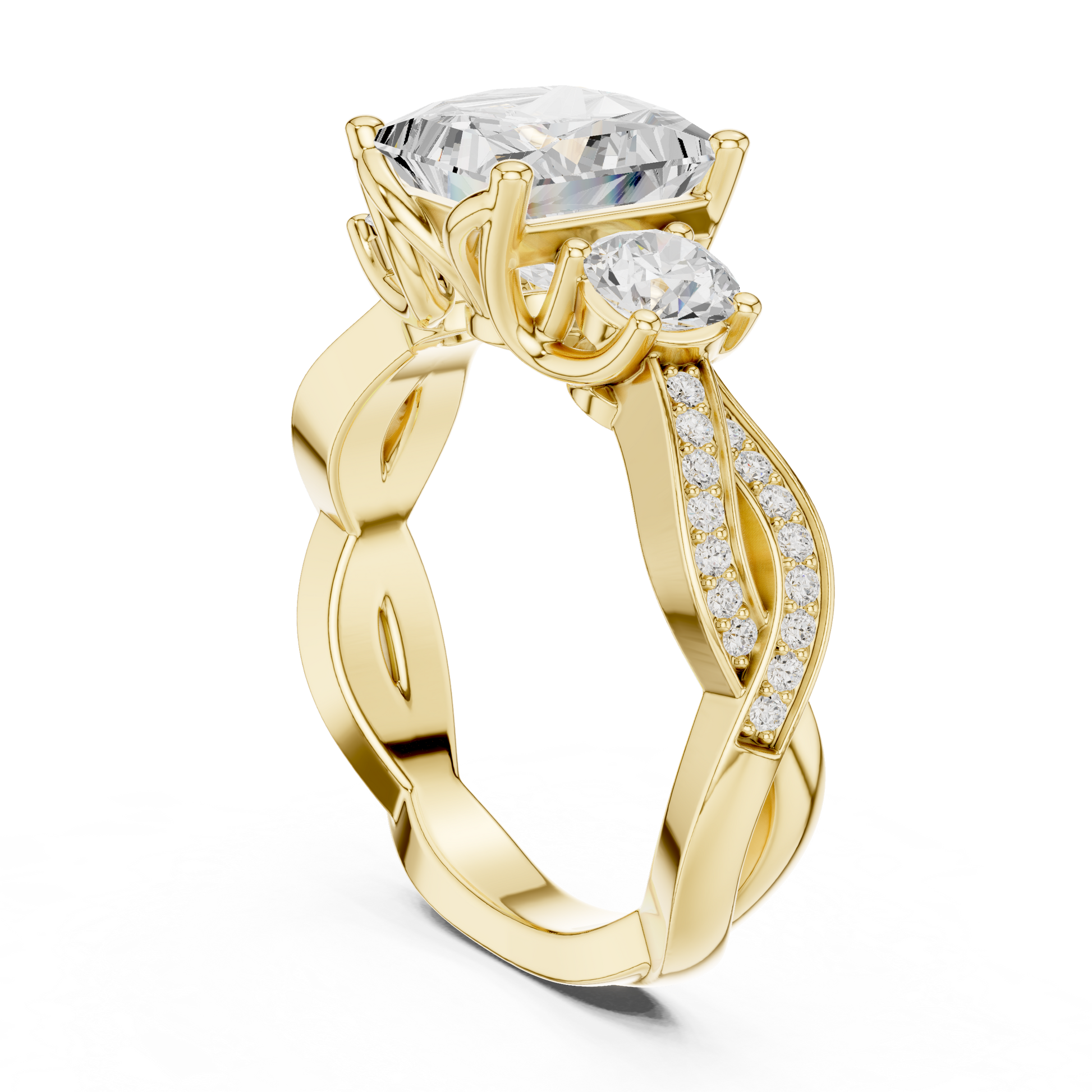 Mixed Shape Lab Grown Diamond Side Stone Ring