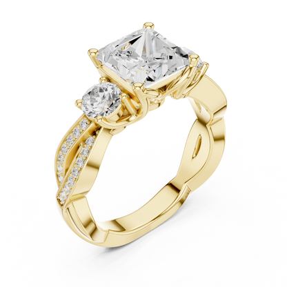 Mixed Shape Lab Grown Diamond Side Stone Ring