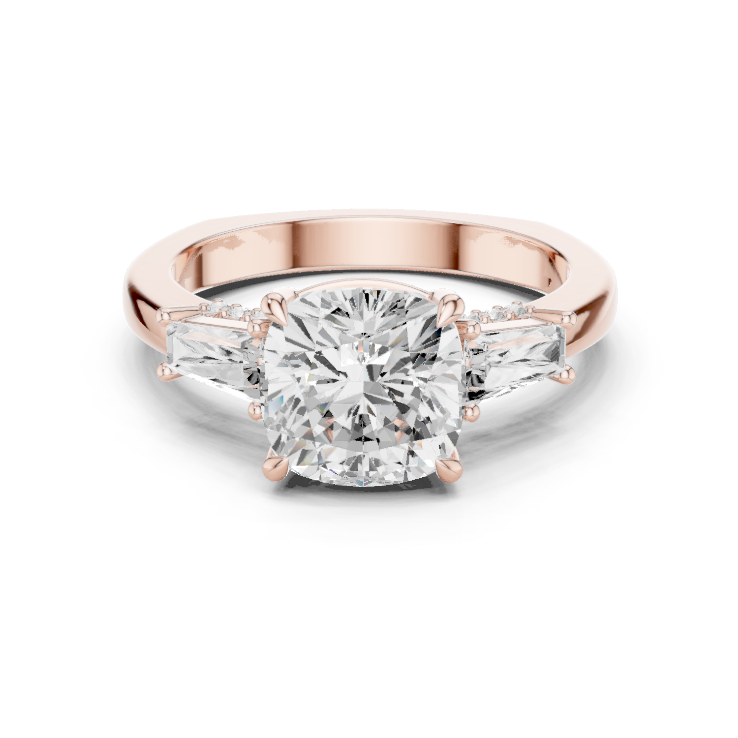 Round Side Stone Lab Grown Diamond Ring