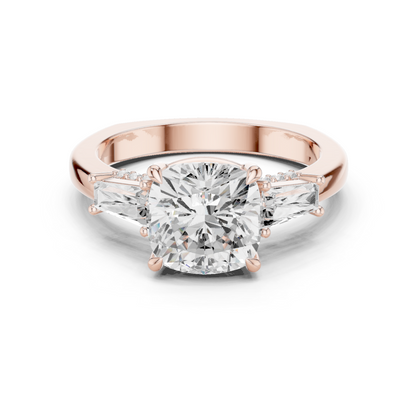 Round Side Stone Lab Grown Diamond Ring