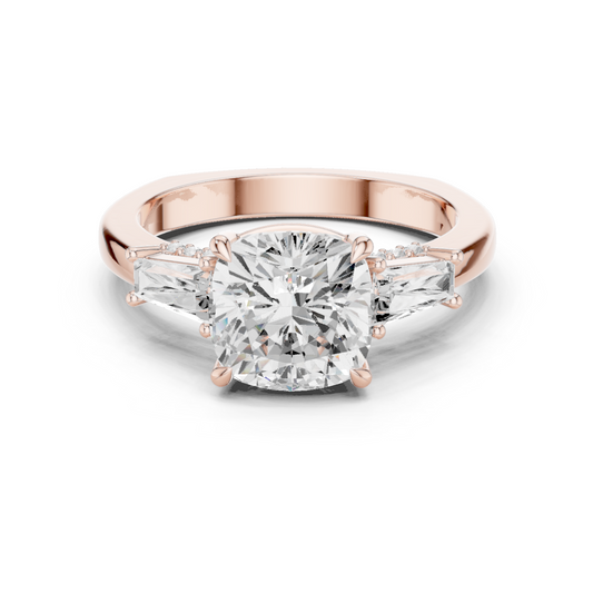 Round Side Stone Lab Grown Diamond Ring