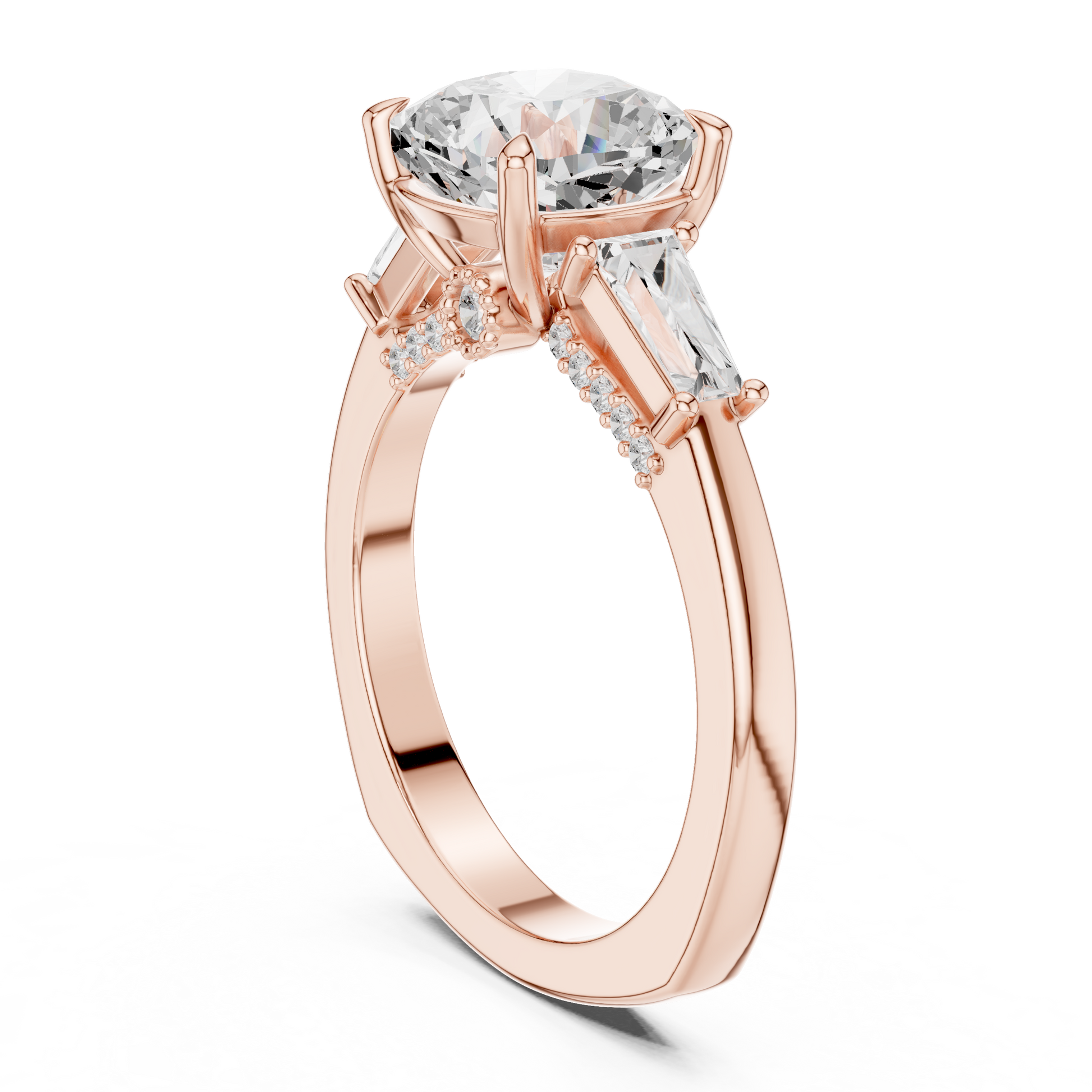 Round Side Stone Lab Grown Diamond Ring