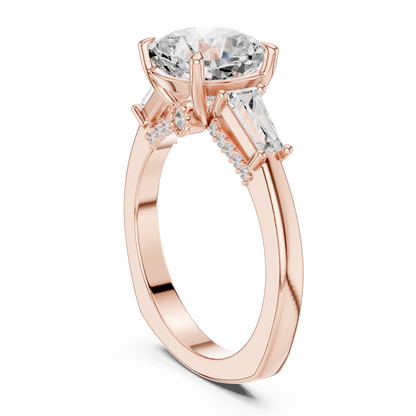 Round Side Stone Lab Grown Diamond Ring