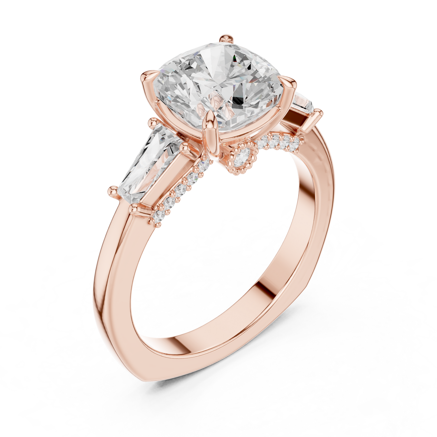 Round Side Stone Lab Grown Diamond Ring