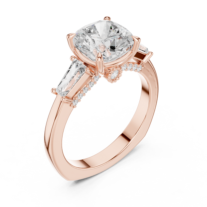 Round Side Stone Lab Grown Diamond Ring