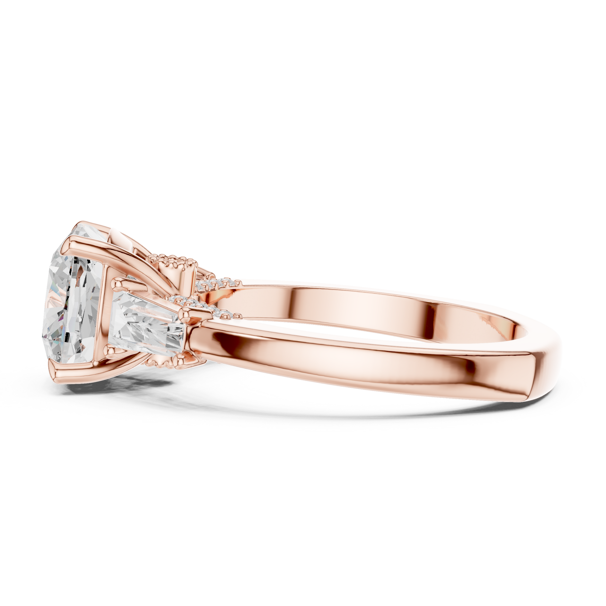 Round Side Stone Lab Grown Diamond Ring