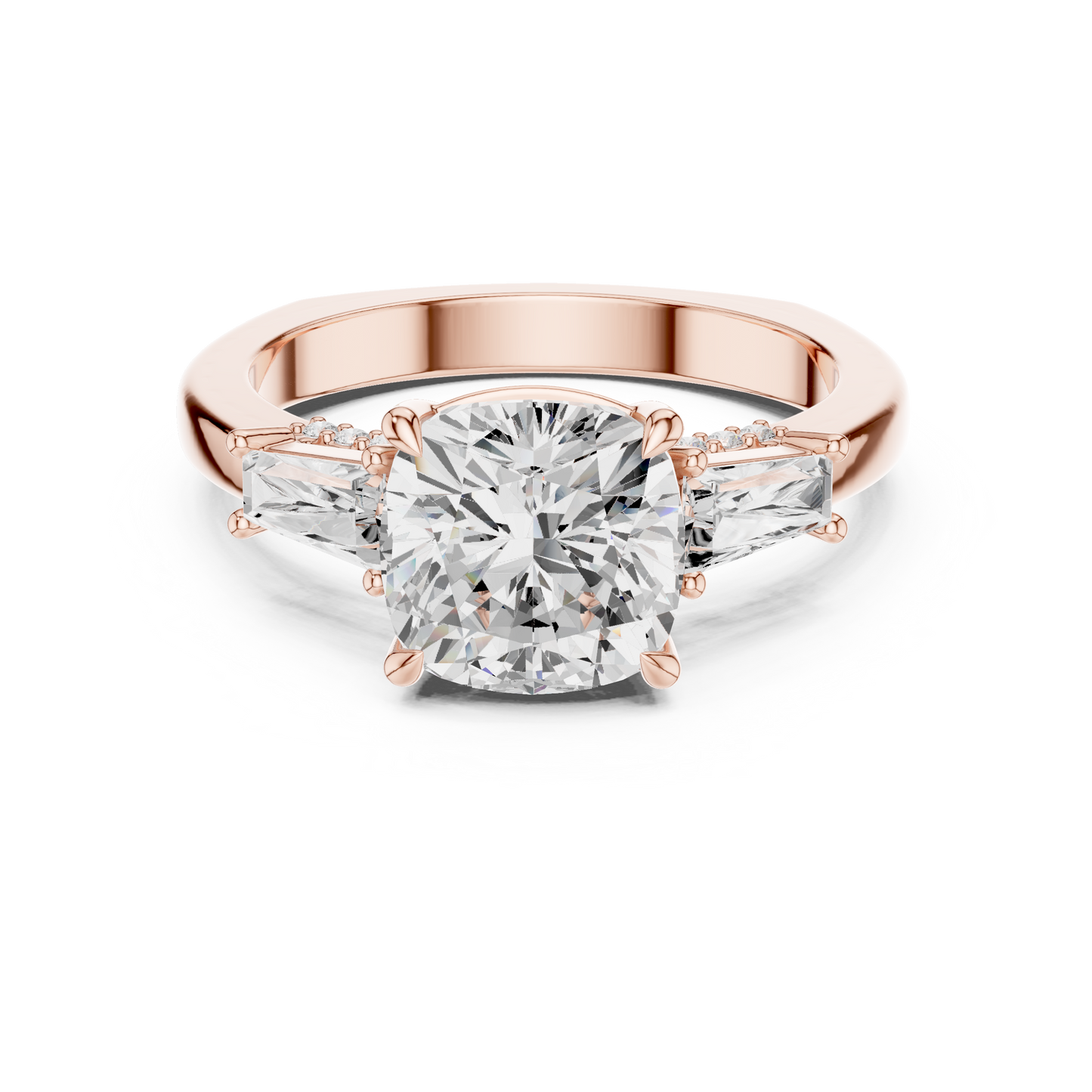 Round Side Stone Lab Grown Diamond Ring