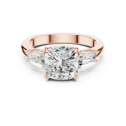 Round Side Stone Lab Grown Diamond Ring