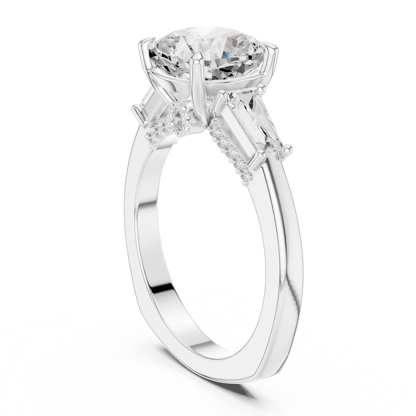 Round Side Stone Lab Grown Diamond Ring
