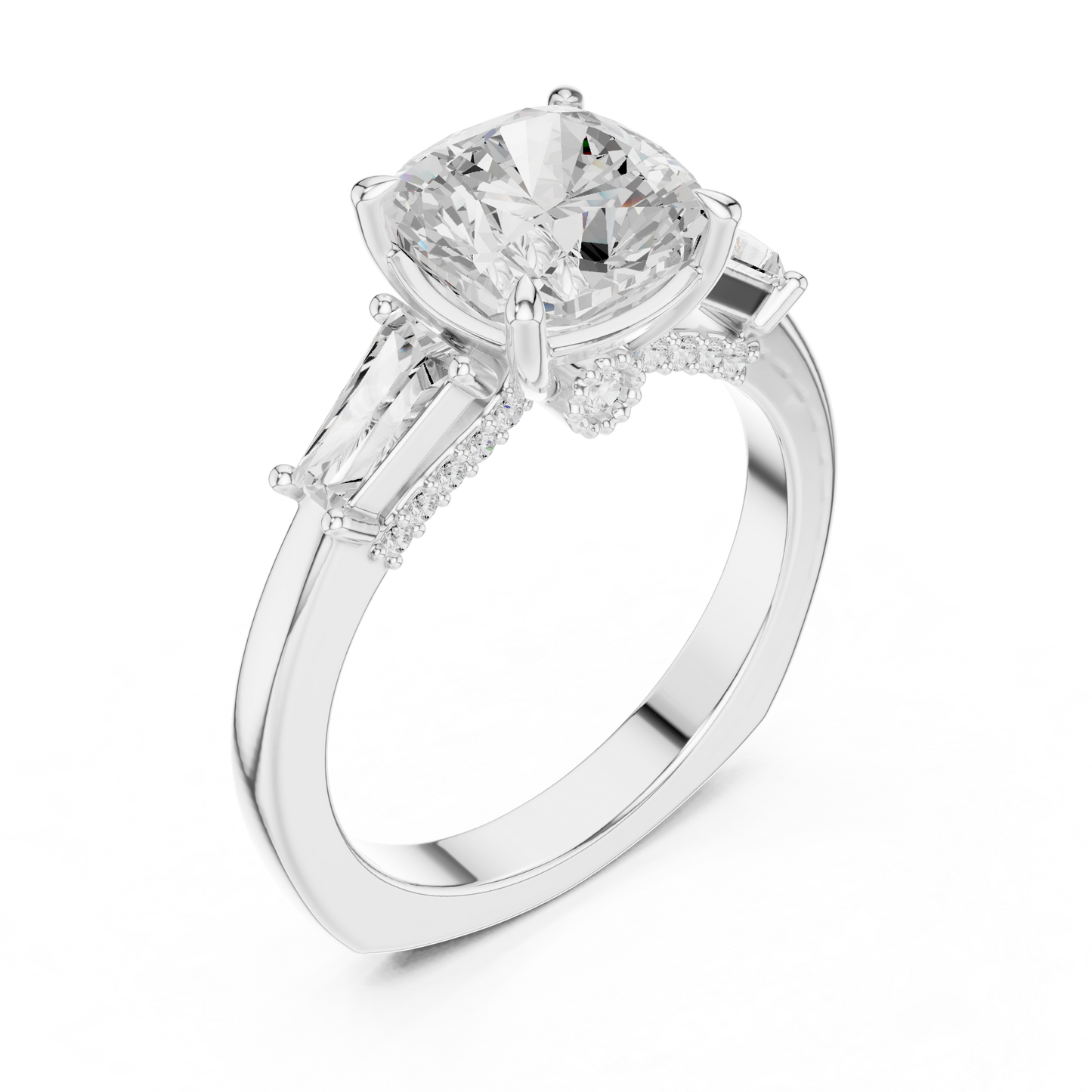 Round Side Stone Lab Grown Diamond Ring