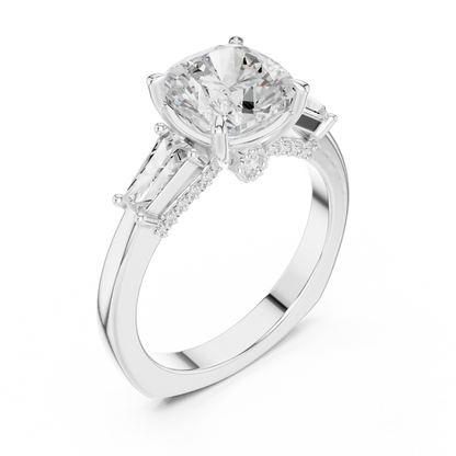 Round Side Stone Lab Grown Diamond Ring