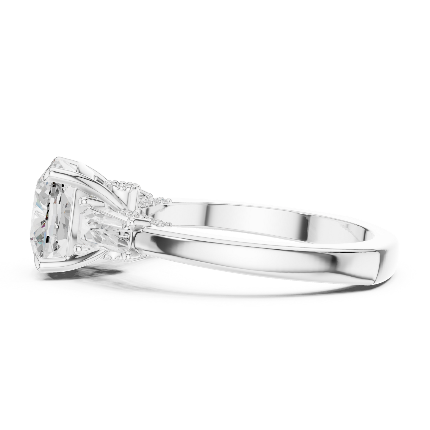 Round Side Stone Lab Grown Diamond Ring