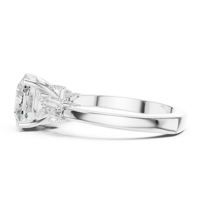 Round Side Stone Lab Grown Diamond Ring