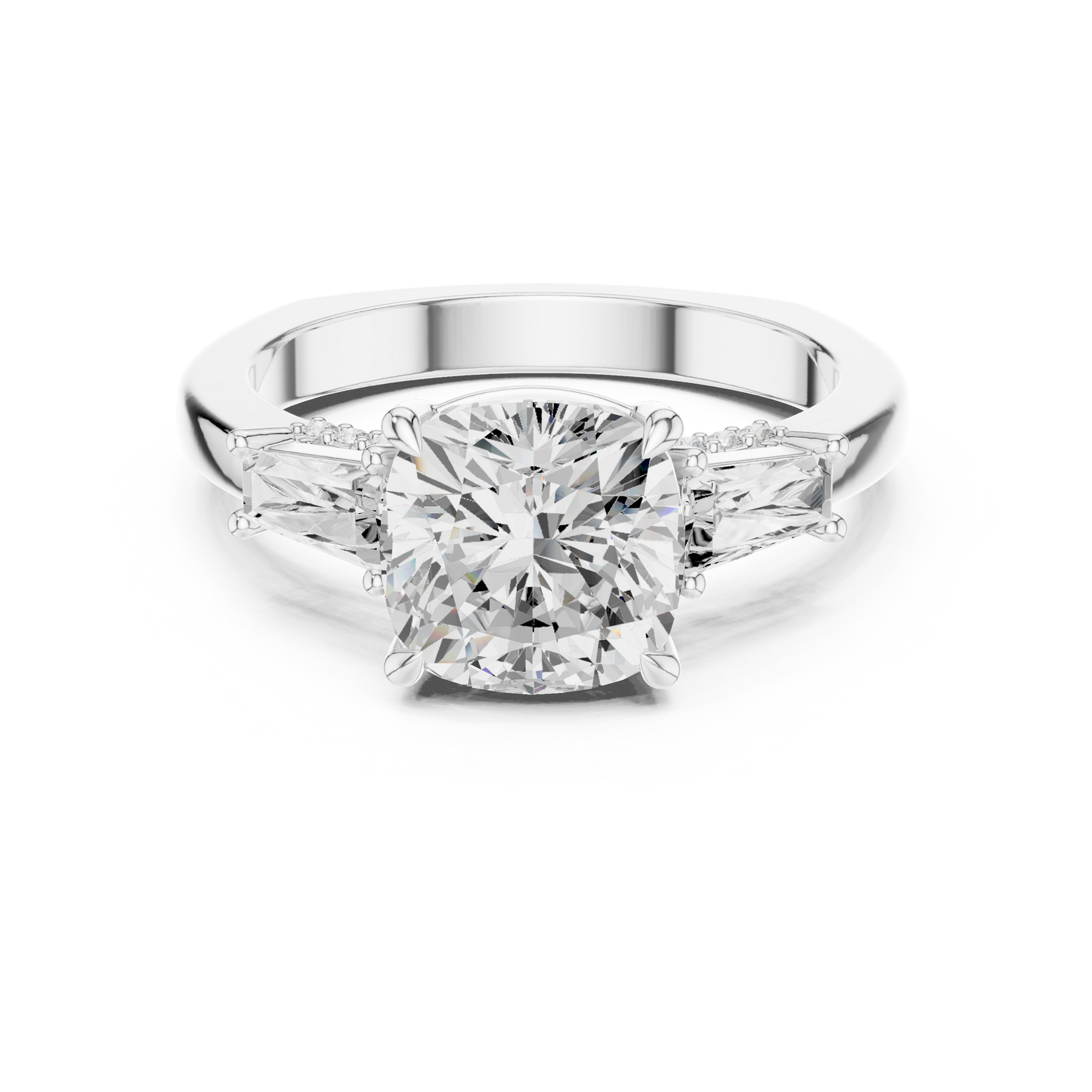 Round Side Stone Lab Grown Diamond Ring
