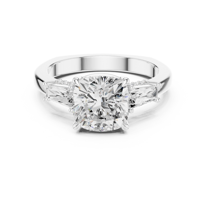 Round Side Stone Lab Grown Diamond Ring