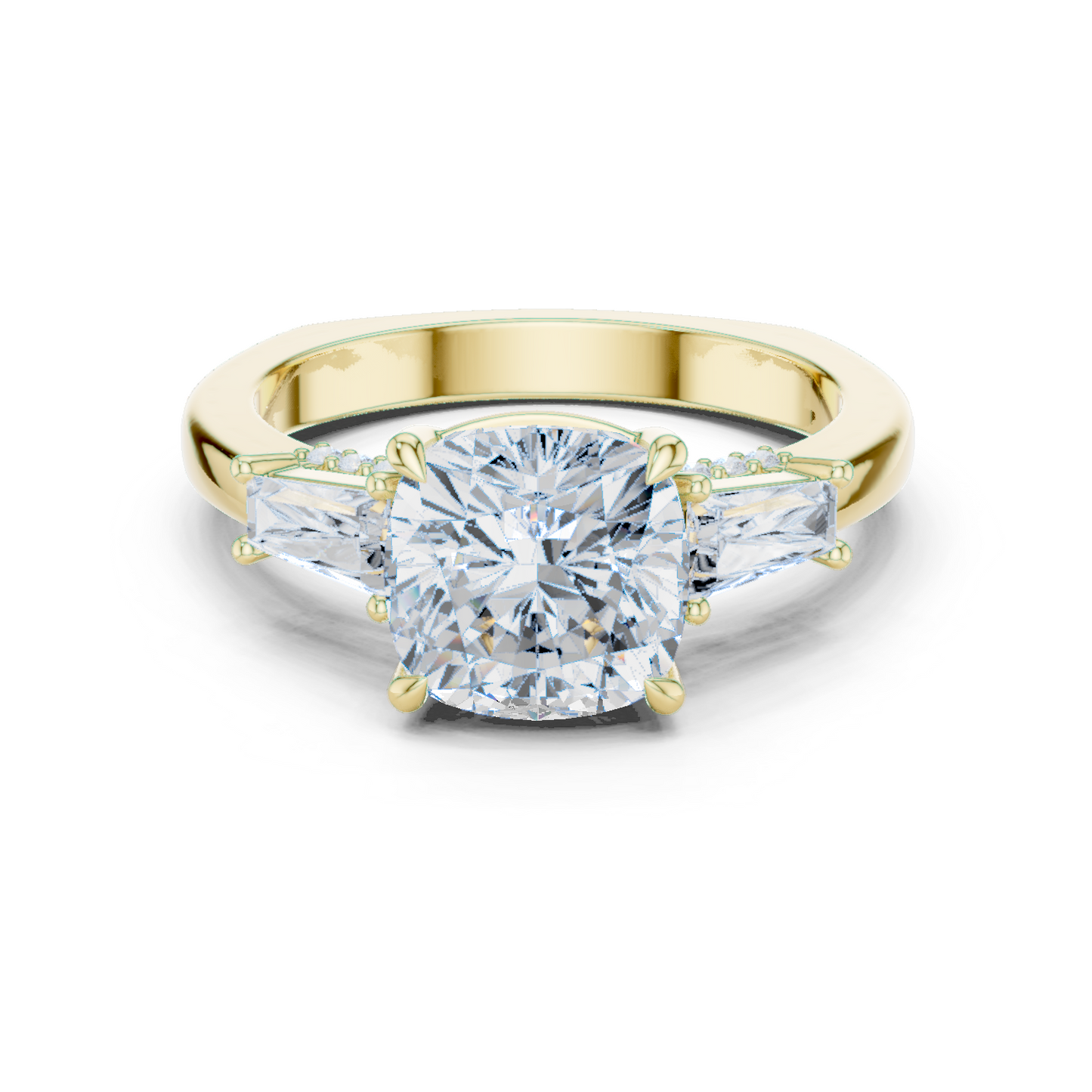 Round Side Stone Lab Grown Diamond Ring