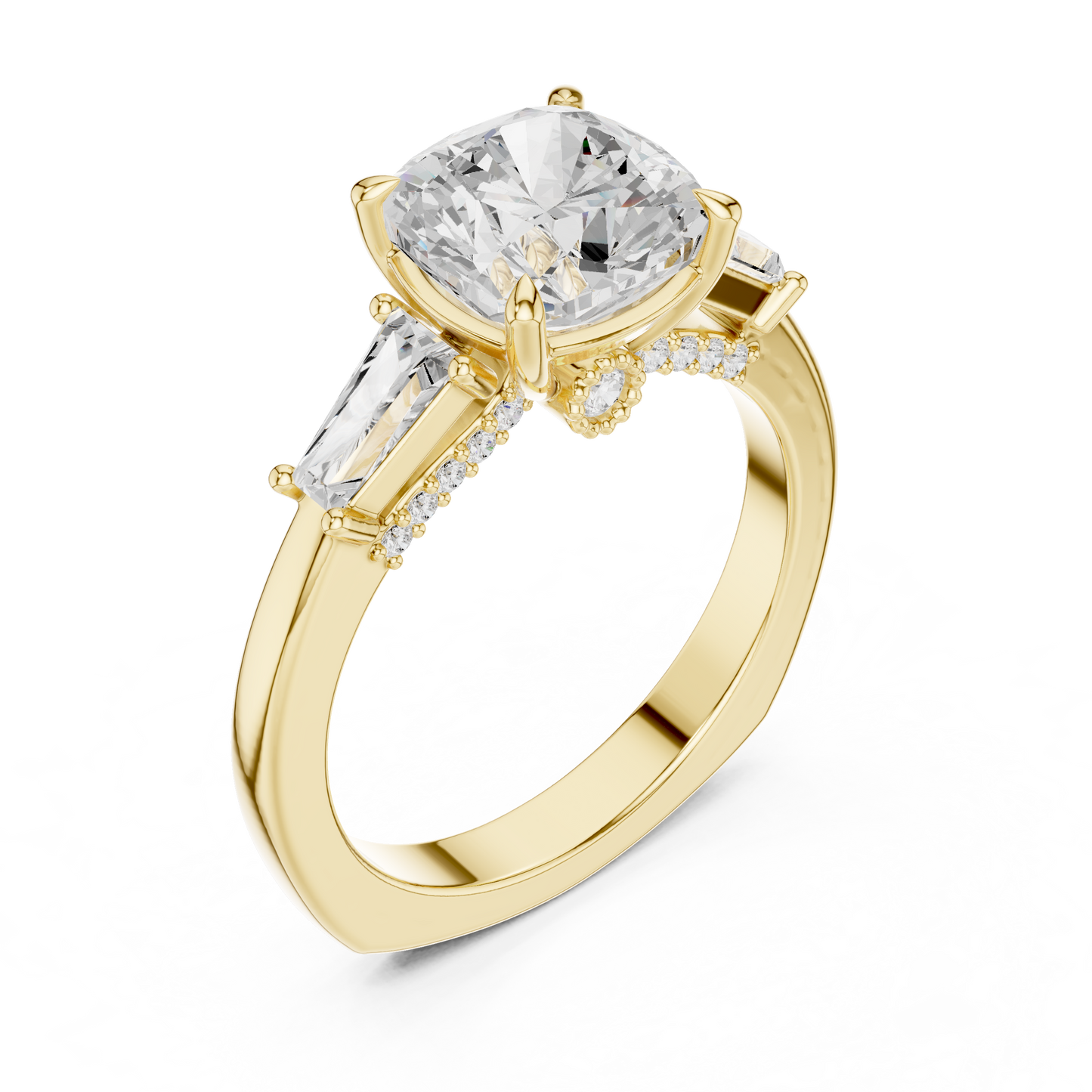 Round Side Stone Lab Grown Diamond Ring