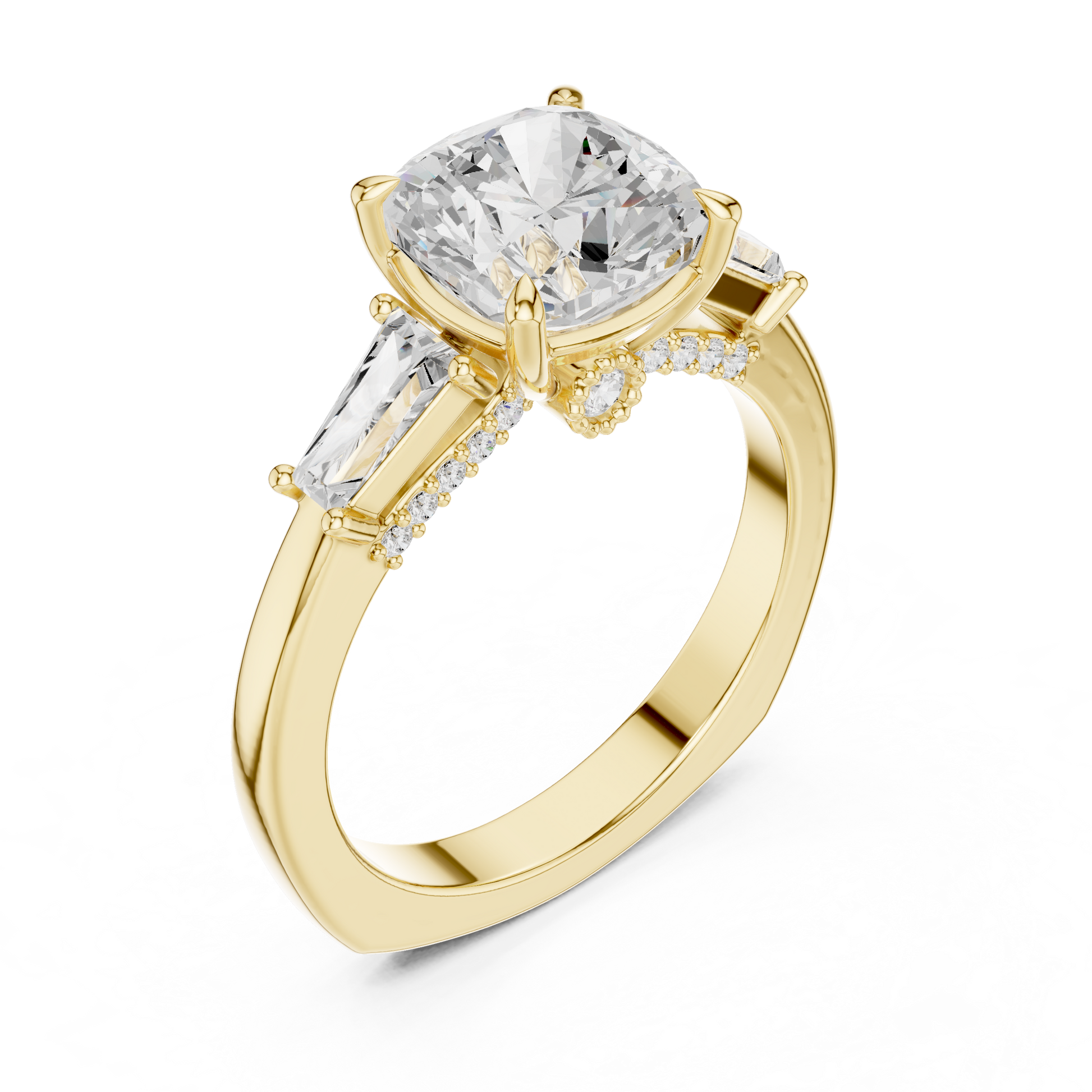 Round Side Stone Lab Grown Diamond Ring