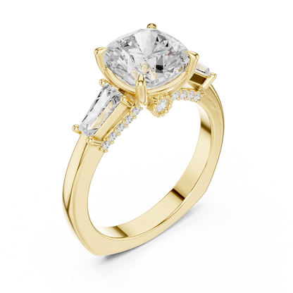 Round Side Stone Lab Grown Diamond Ring