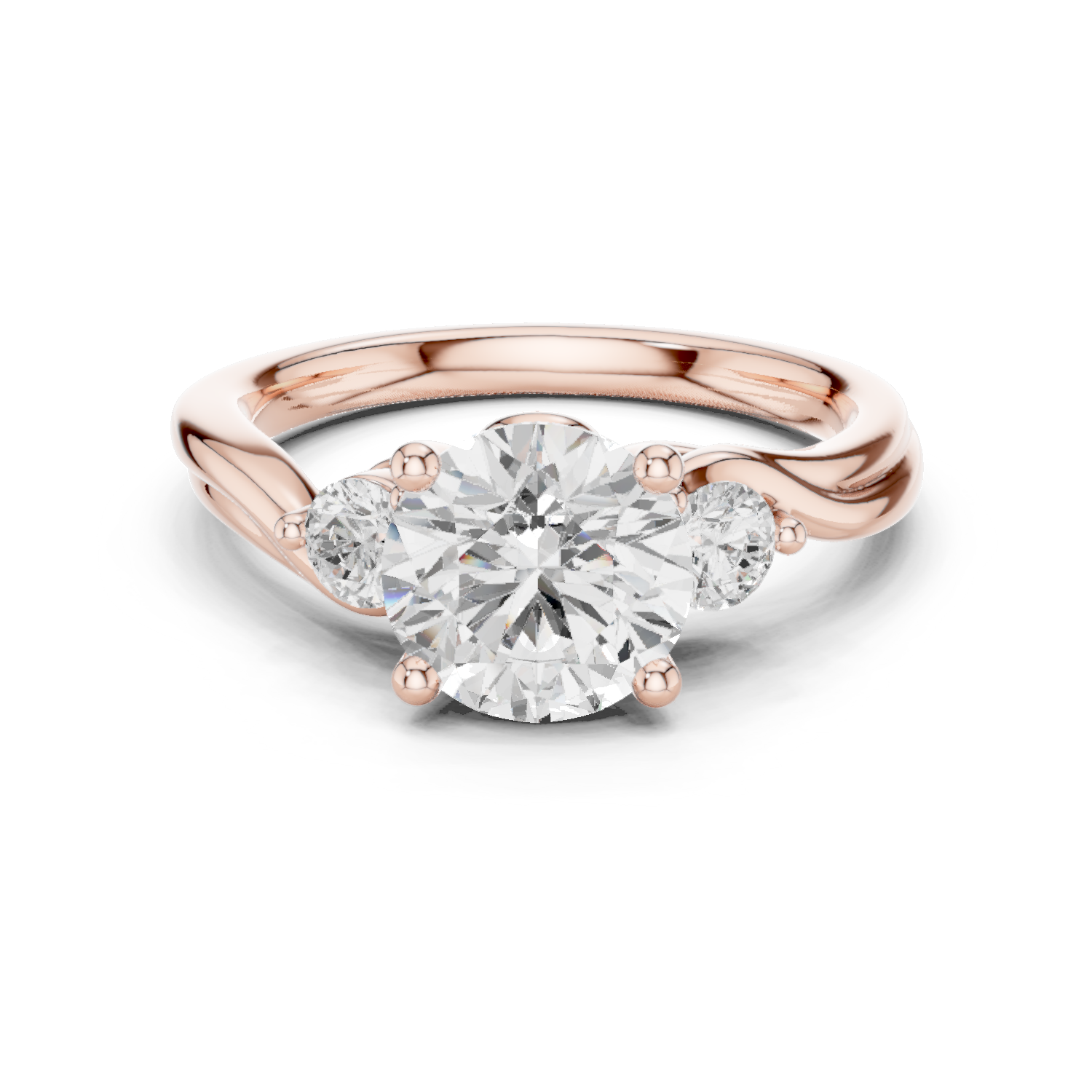 Round Side Stone Lab Grown Diamond Ring