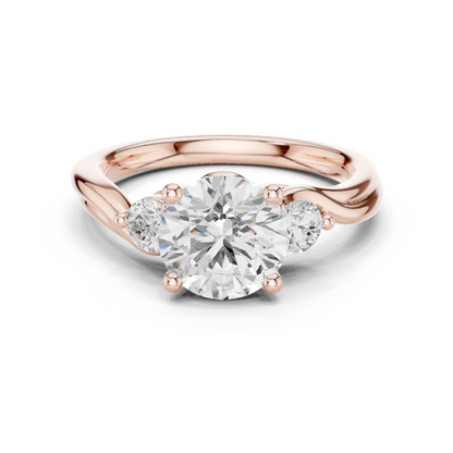 Round Side Stone Lab Grown Diamond Ring