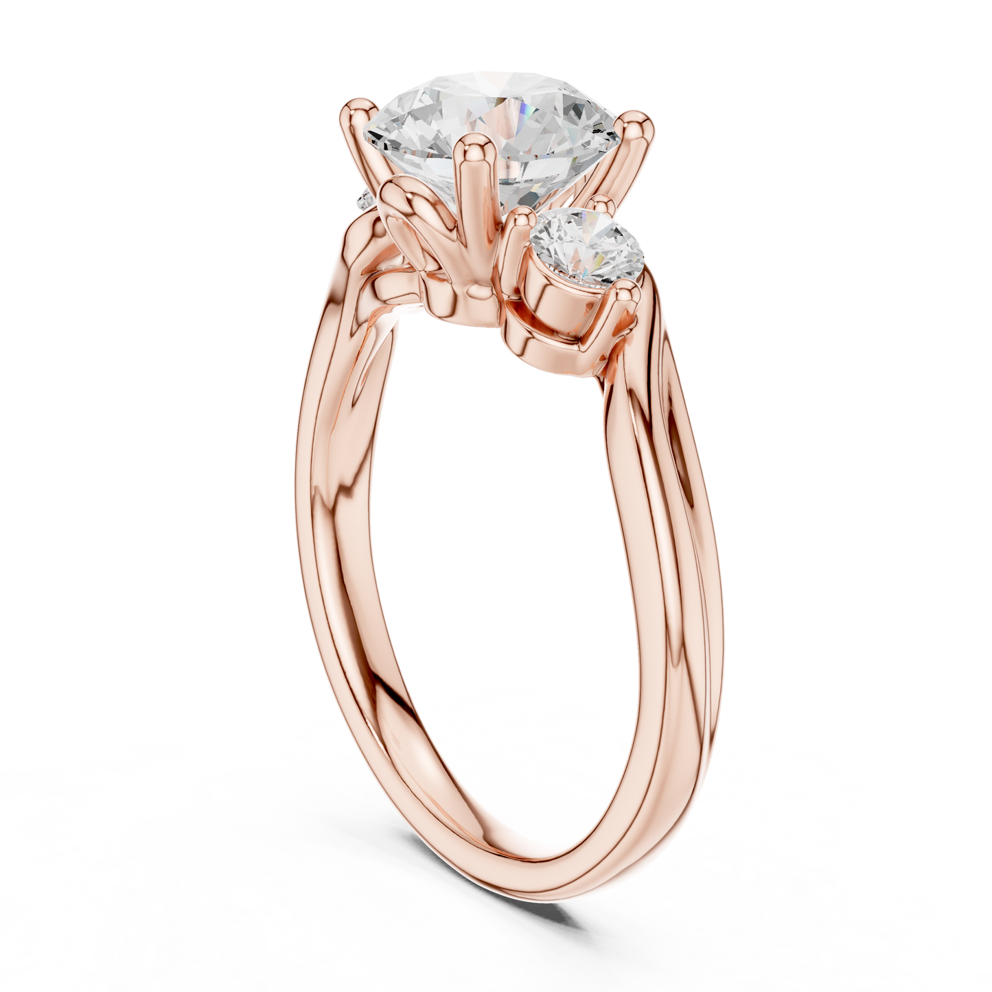 Round Side Stone Lab Grown Diamond Ring